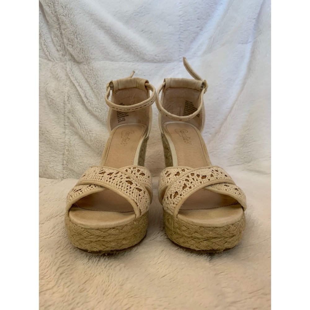 Cream & Tan Wedge Heels - Picture 3 of 11